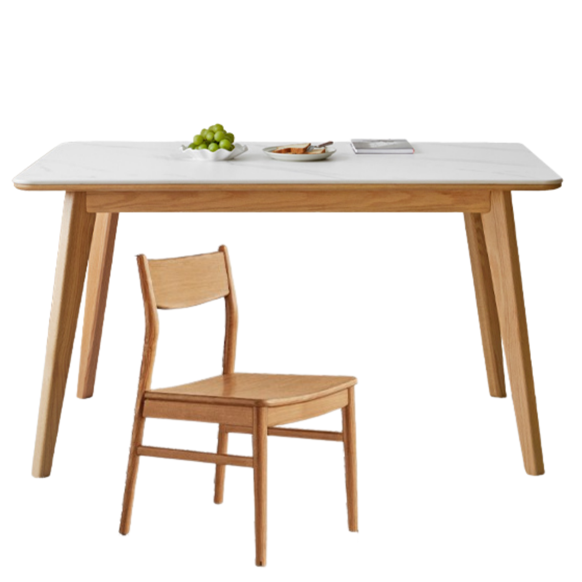 Ash, Oak Solid Wood Modern Rock Plate Dining Table