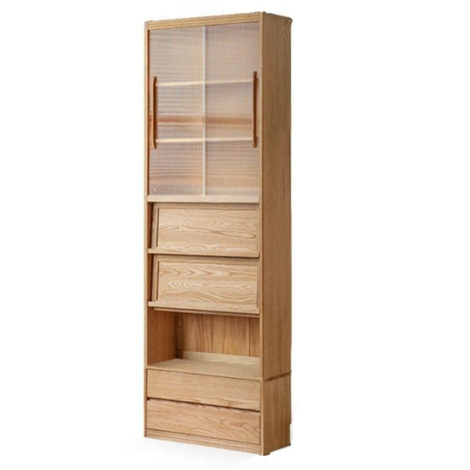 Oak, Ash Solid Wood Wall-Mounted Bookcase with Simple Storage Design