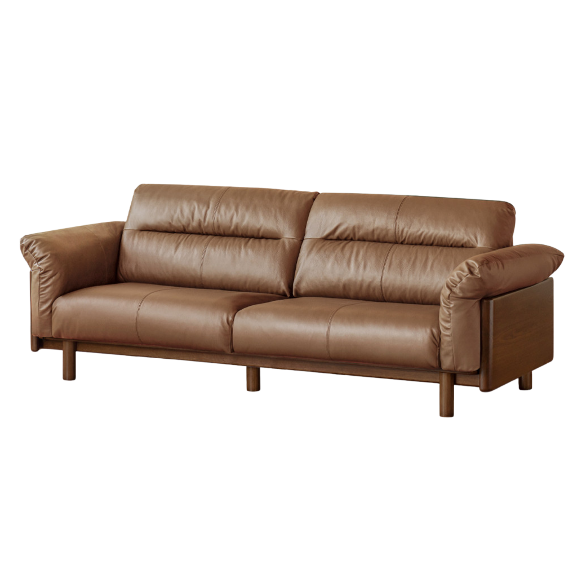 Black Walnut, Oak Solid Wood Sofa Genuine Leather, fabrics
