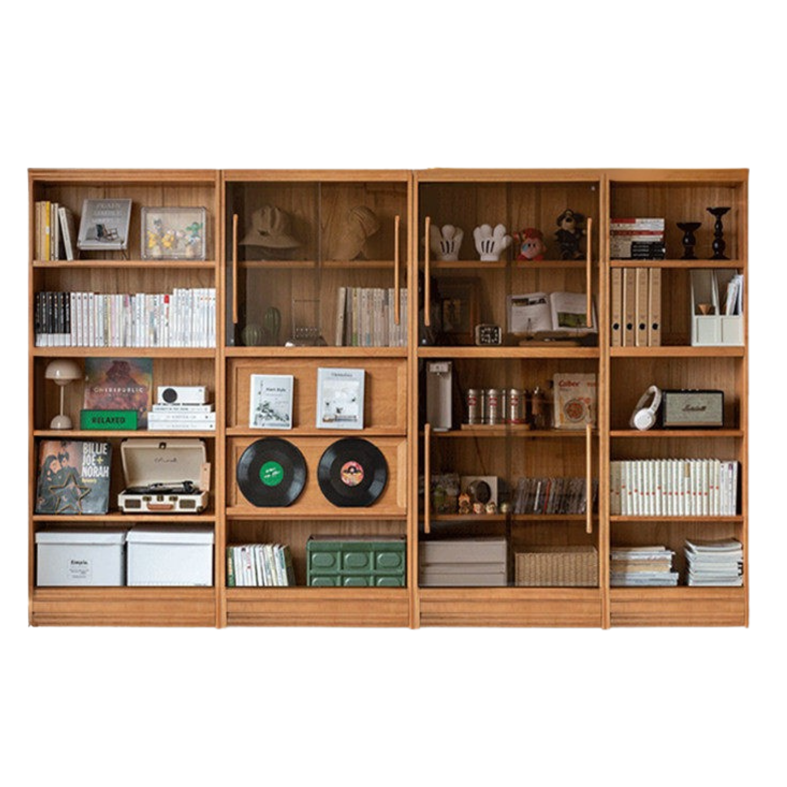 Cherry Solid Wood Bookcase Combination Glass Cabinet