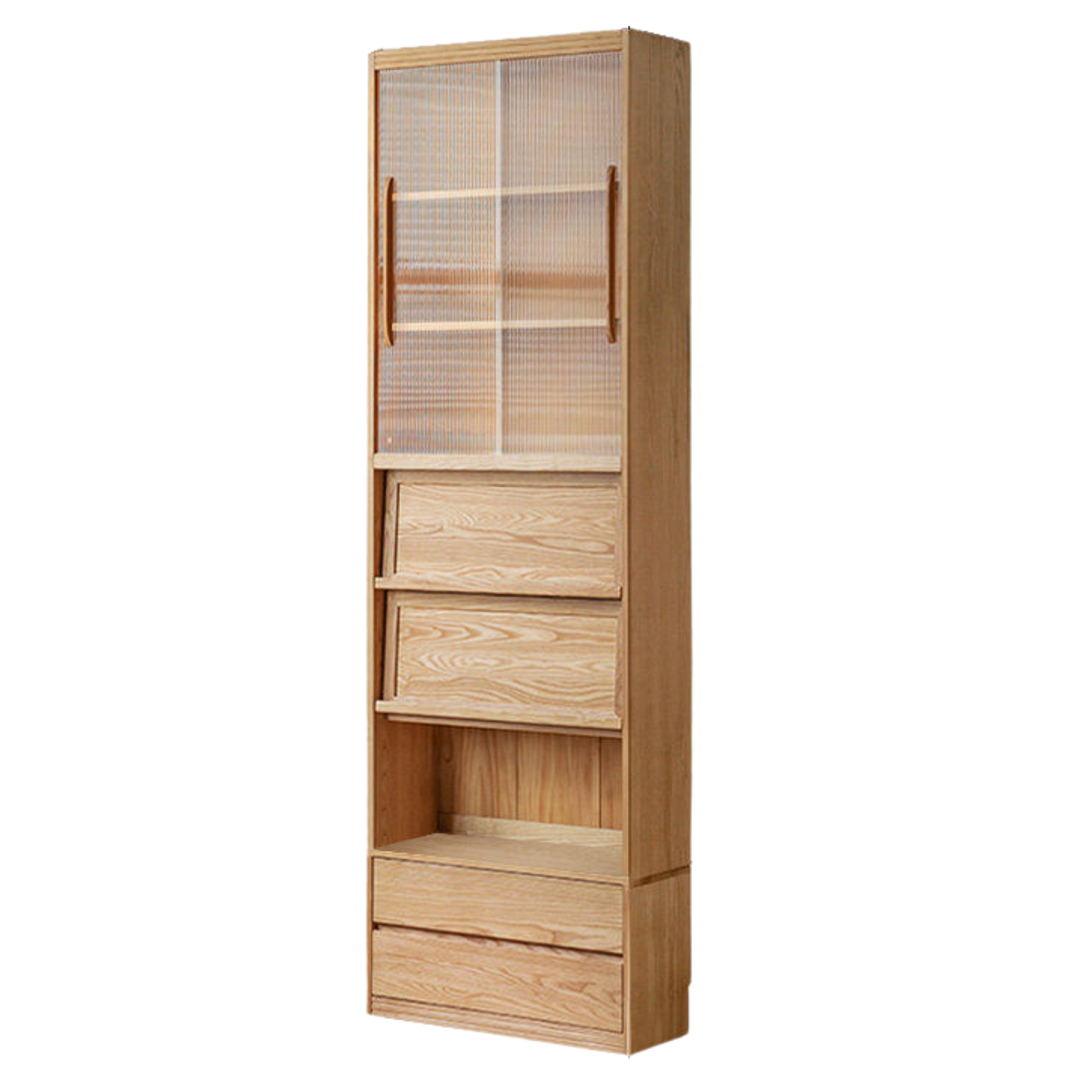 Ash, Oak Solid Wood Modern Combination Bookcase Integrated Card Seat