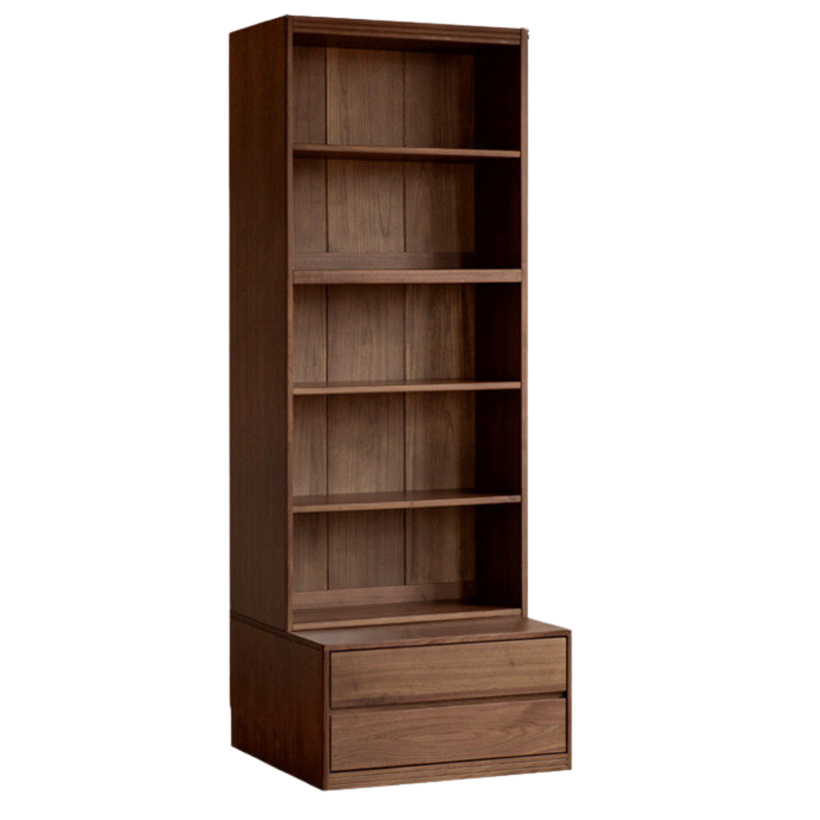 Black Walnut, Sandalwood Solid Wood Light Luxury Combined Bookshelf With Seat