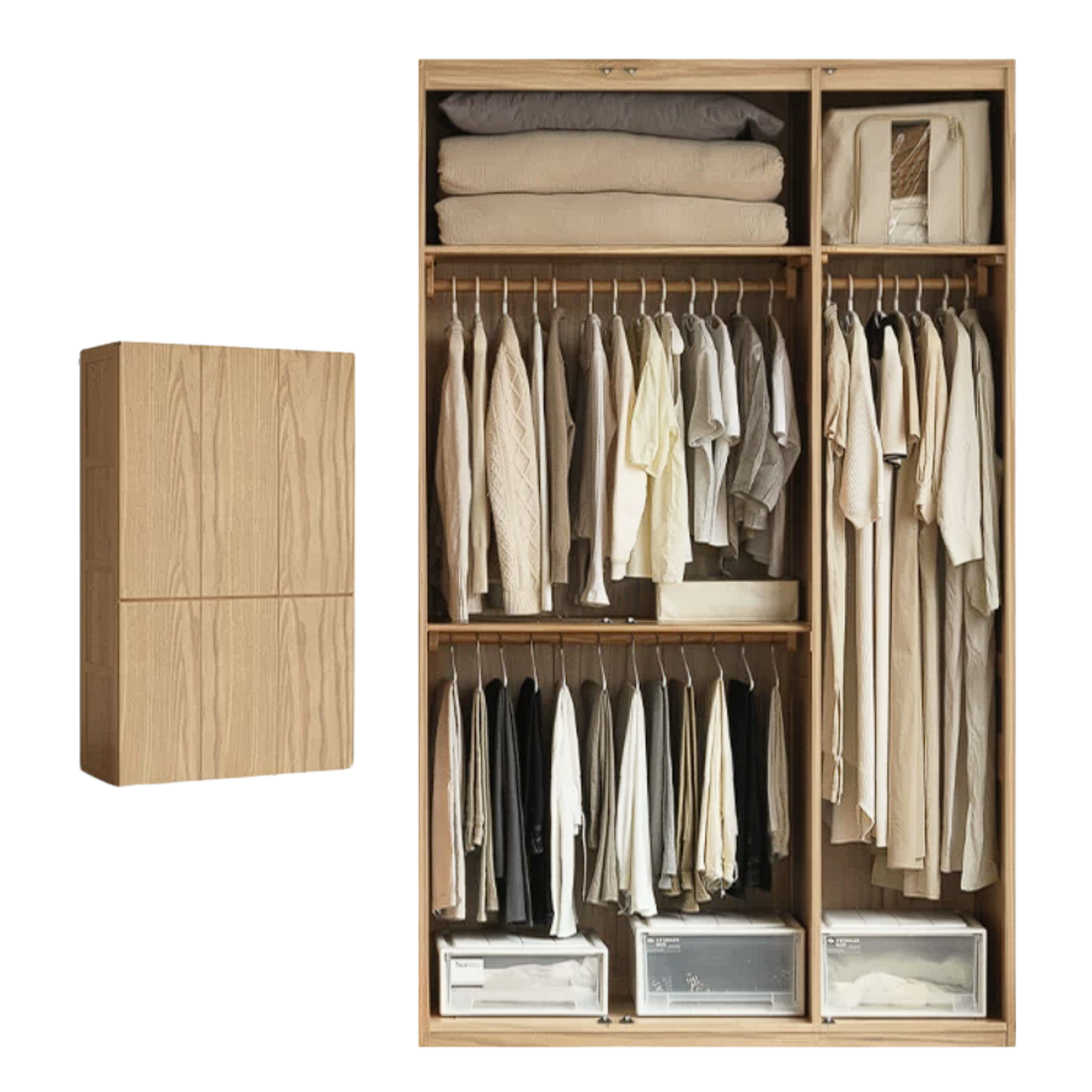 Oak, Ash Solid Wood Sectional Wardrobe