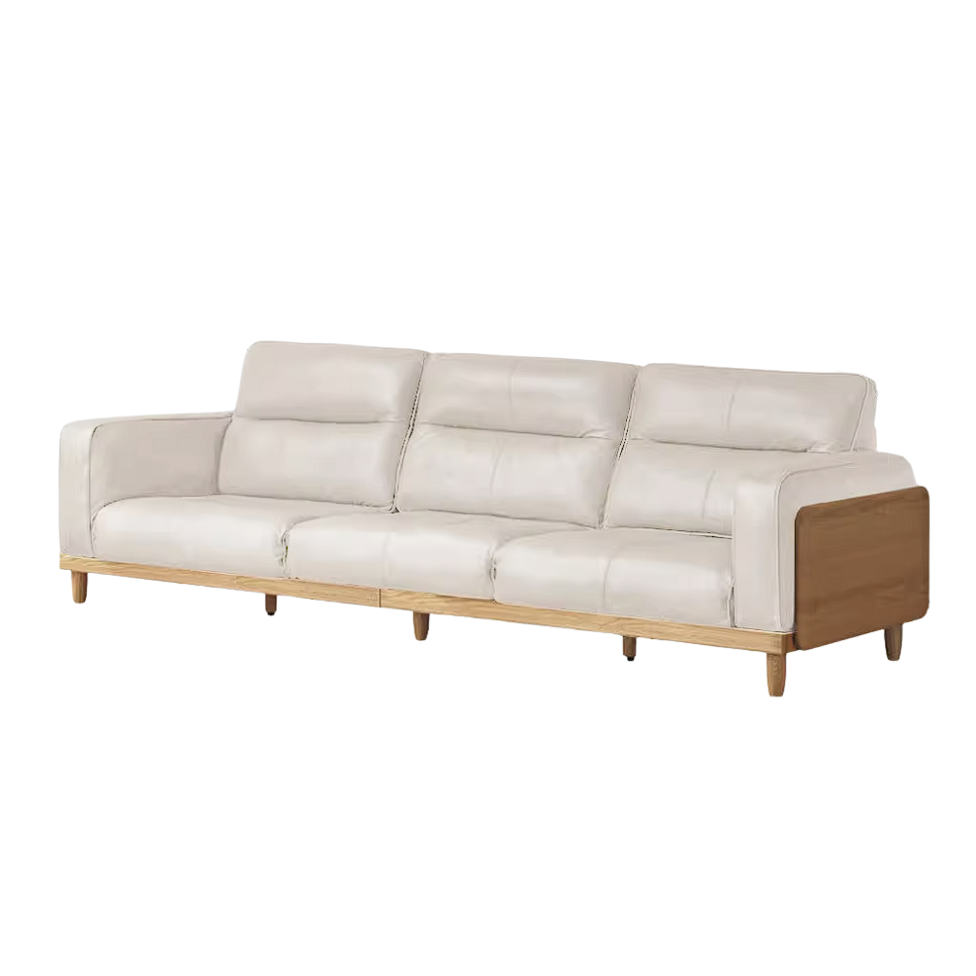 Oak, Ash Solid Wood Sofa with Exposed Wood Frame Arms