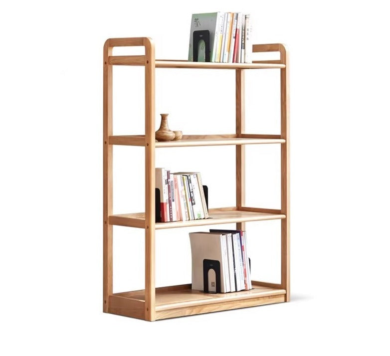 Oak solid wood floor-standing bookshelf, flower rack"