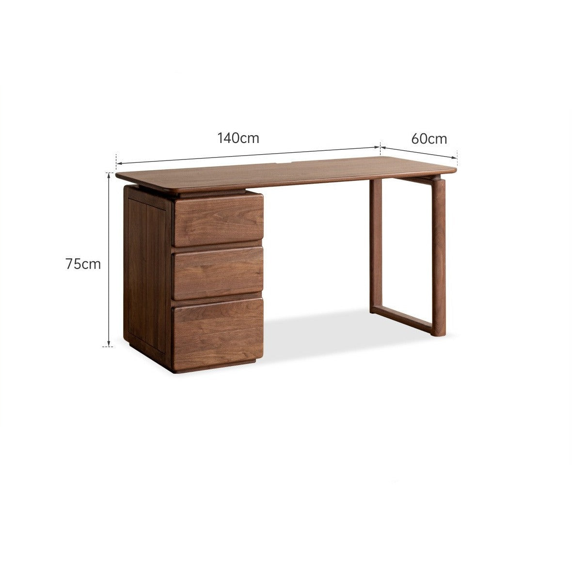 Black Walnut Solid Wood Desk with Drawers