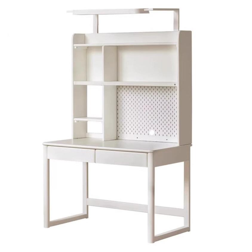 Poplar Solid Wood Cream Style Bookshelf Integrated Table