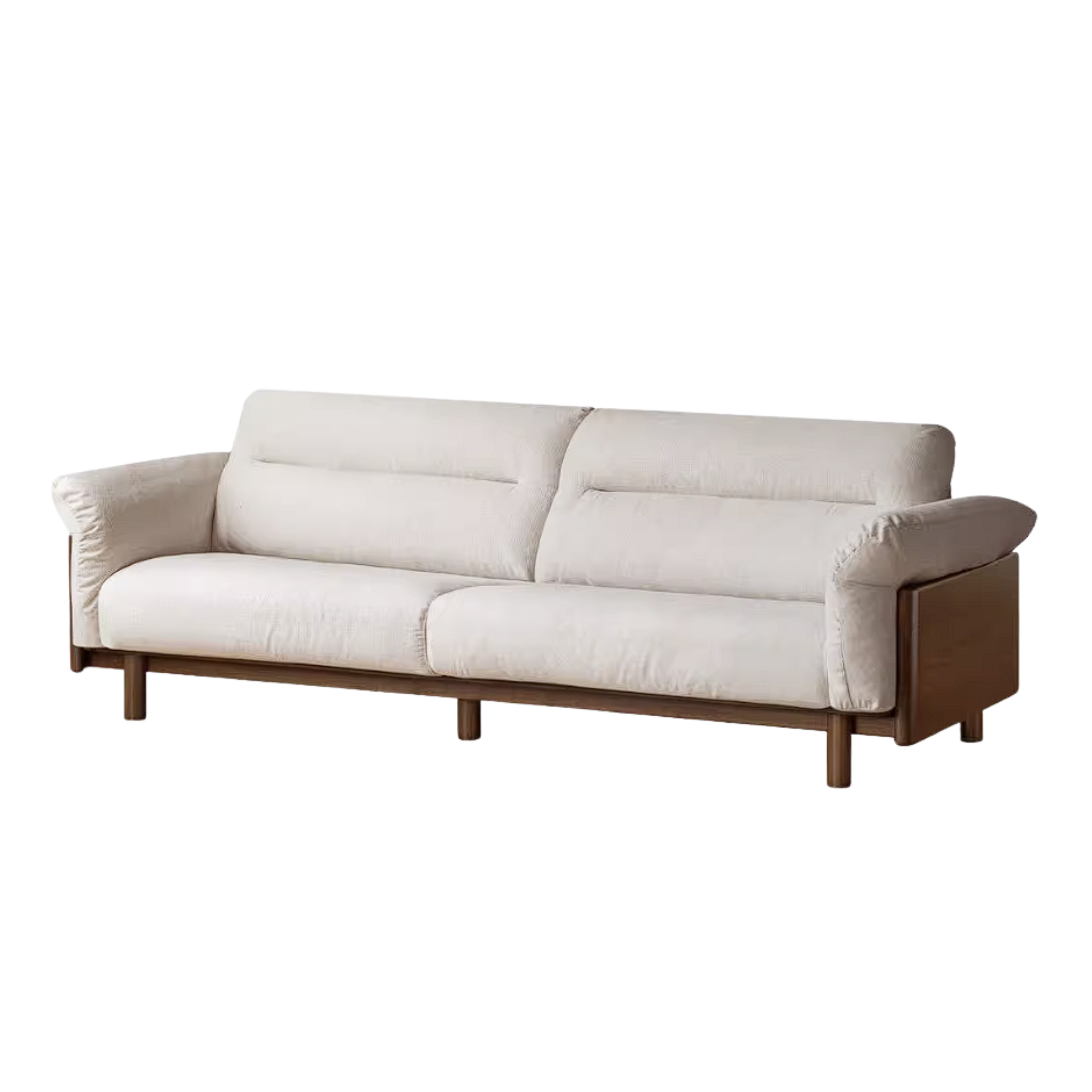 Oak Solid Wood Sofa with Wide Track Arms Genuine leather, fabric, removable and washable