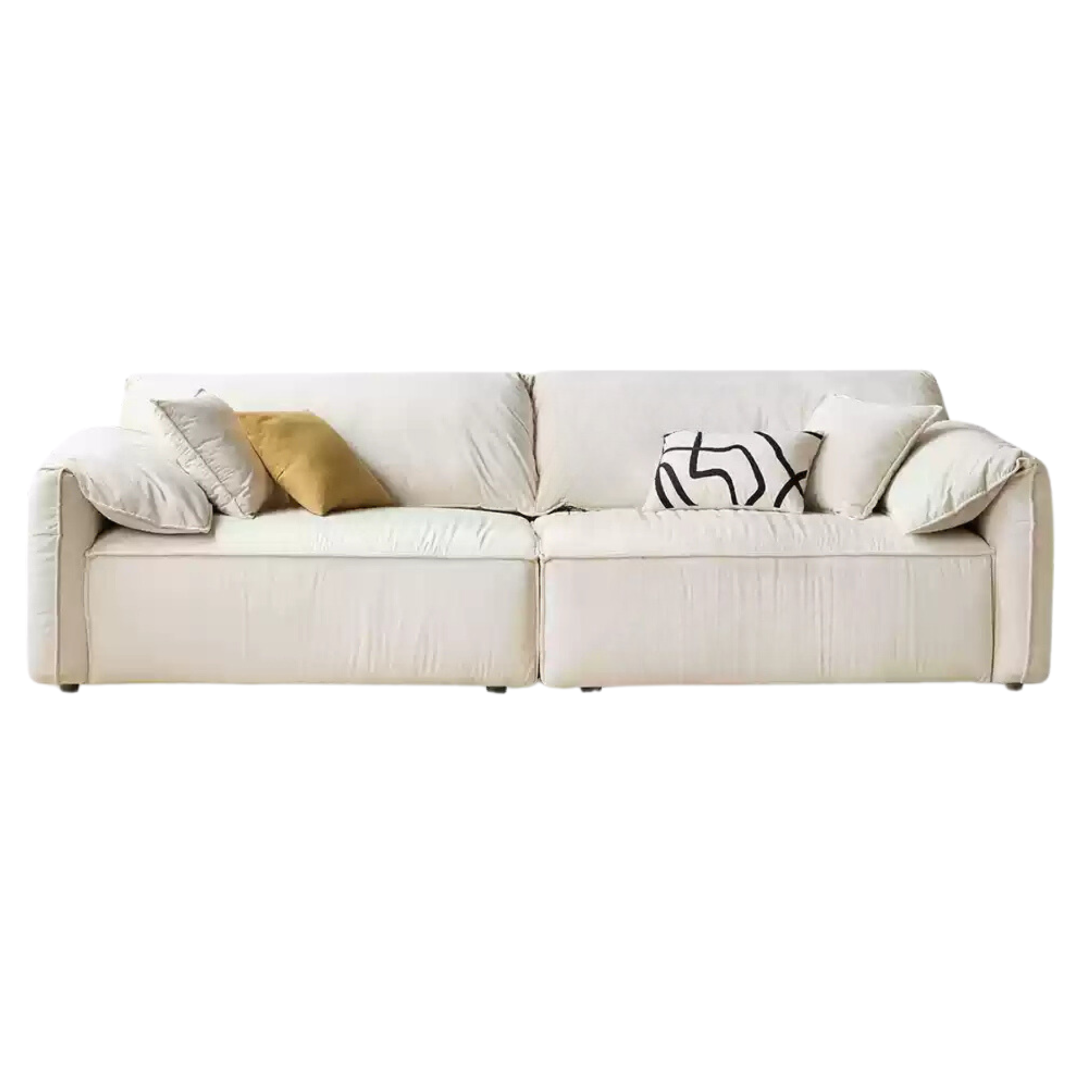 Fabric Straight Sofa Cream Style