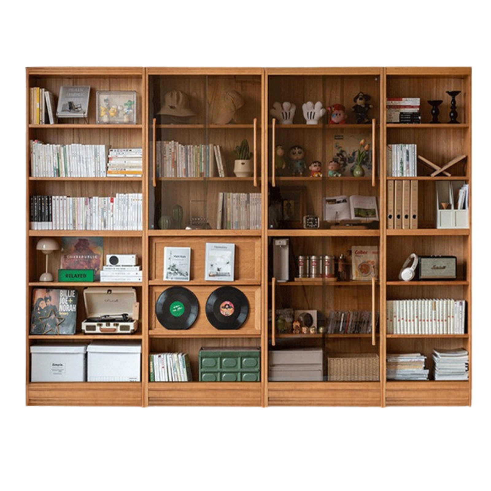 Cherry Solid Wood Bookcase Combination Glass Cabinet