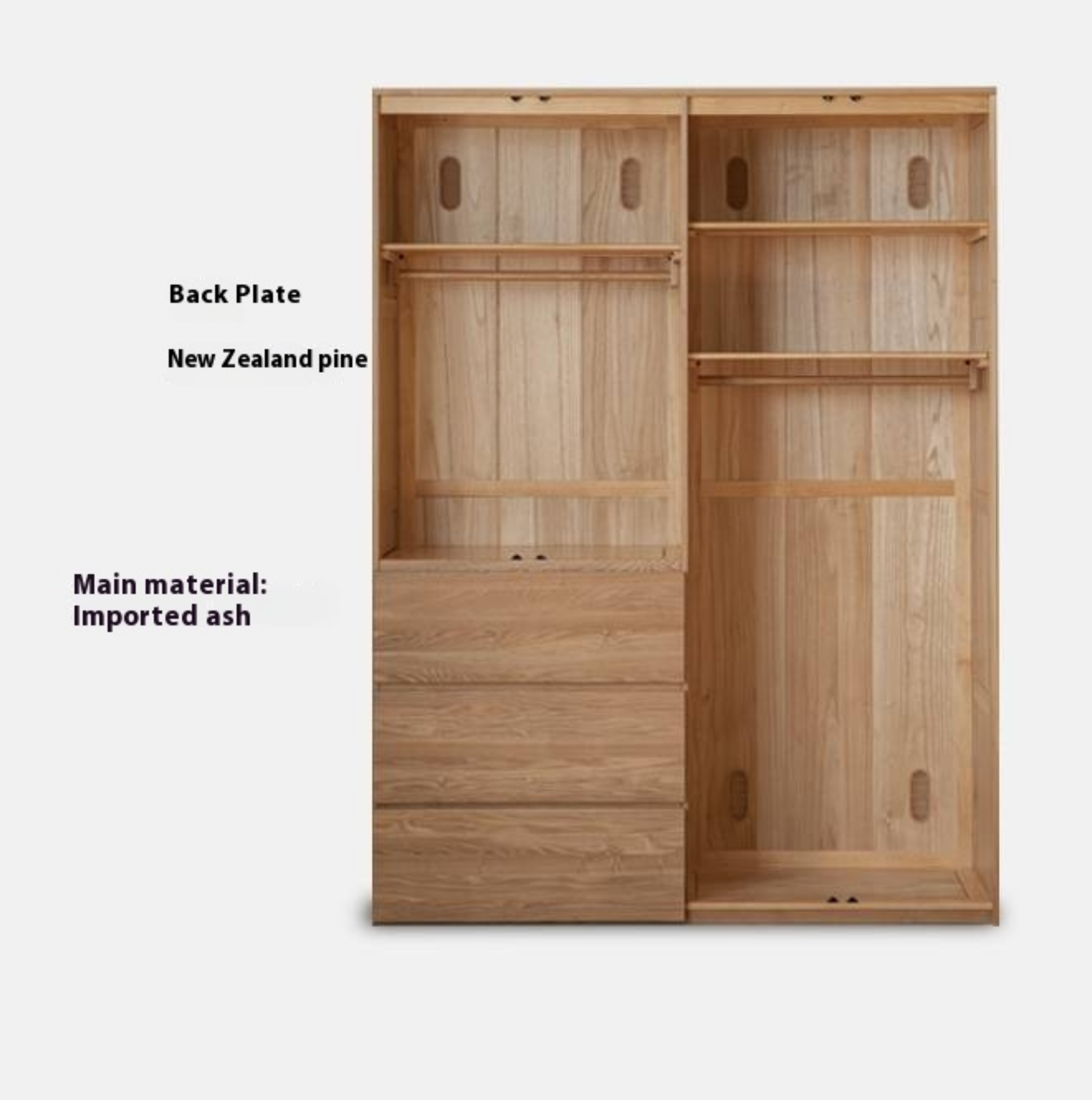 Ash Solid Wood Open Door Storage Cabinet