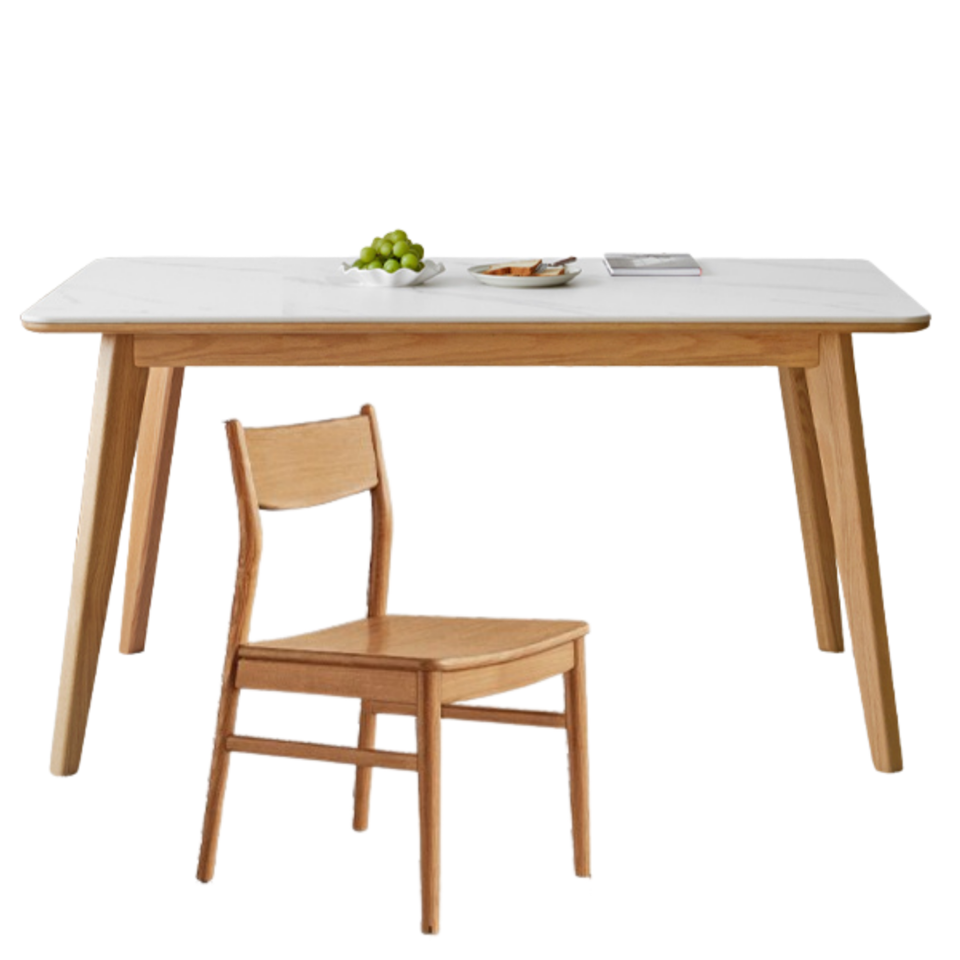 Ash, Oak Solid Wood Modern Rock Plate Dining Table