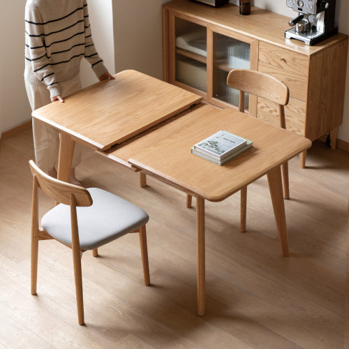 Oak Solid Wood Retractable Folding Dining Table