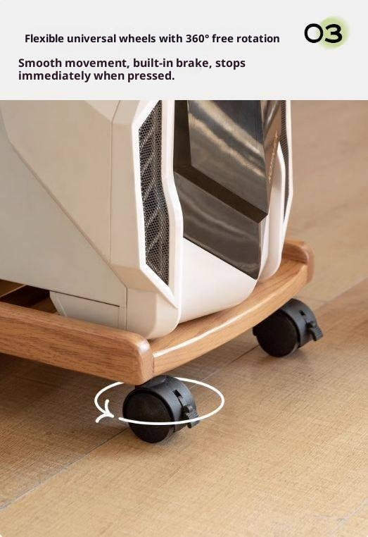 Solid RubberWood, Oak Solid Wood Mobile Computer Host Base Tray