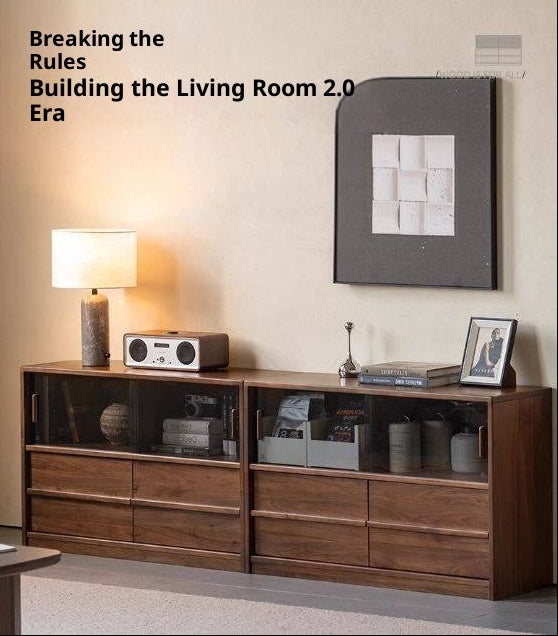 Black Walnut Solid Wood Italian Light Luxury TV Cabinet