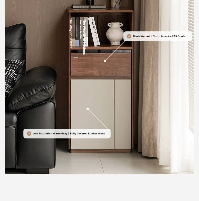Black Walnut Solid Wood Accent side Cabinet with Mixed-Tone Finish