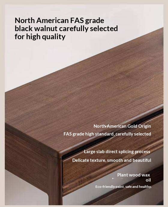 Black Walnut Solid Wood Vanity Desk and Dresser Combo, Italian Style