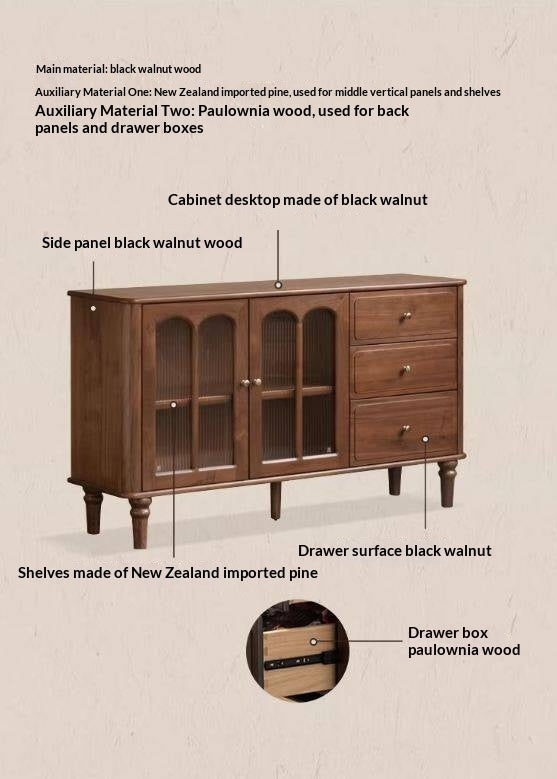 Black Walnut Solid Wood American Retro Sideboard