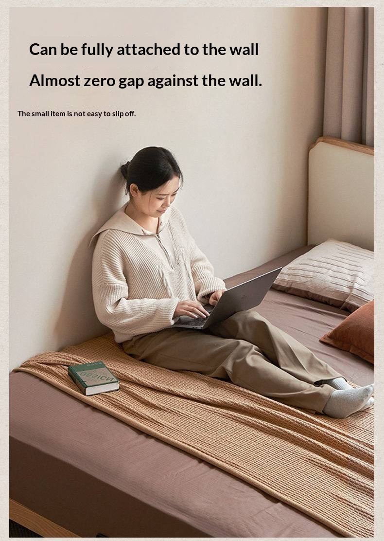 Oak Solid Wood Upholstered Bed — Modern Minimalist Design with Flush Edges