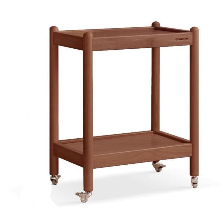 Beech Solid Wood Mobile Modern Double Layer Storage Side Table