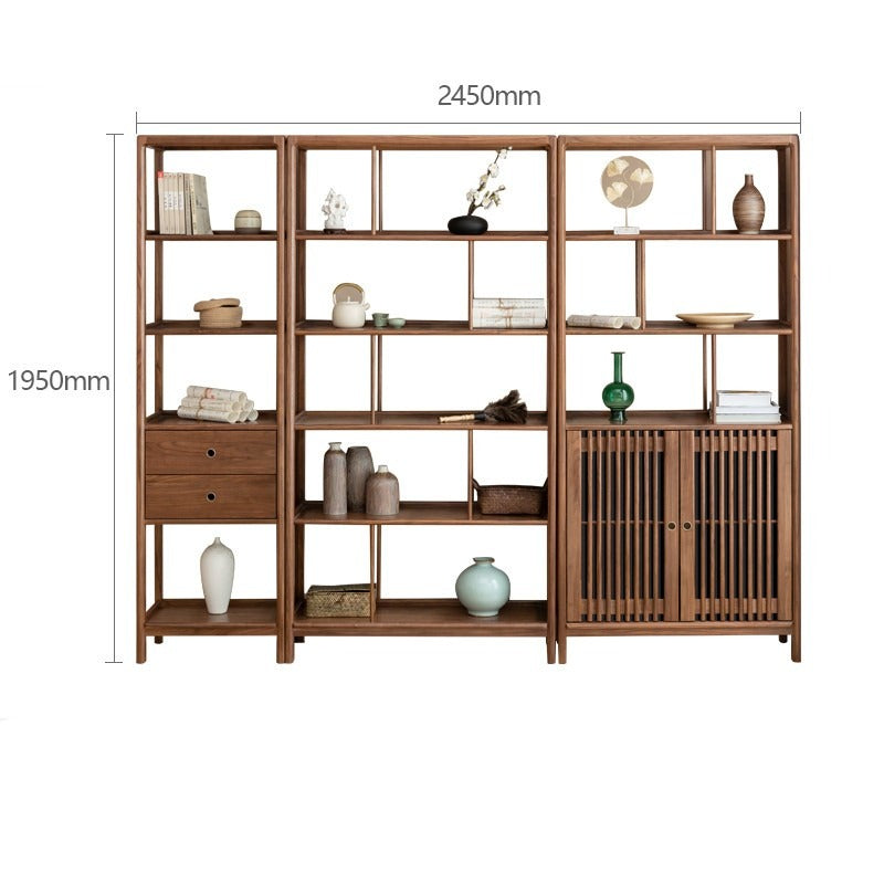 Ash solid wood bookshelf combined bookcase display cabinet wall shelf<