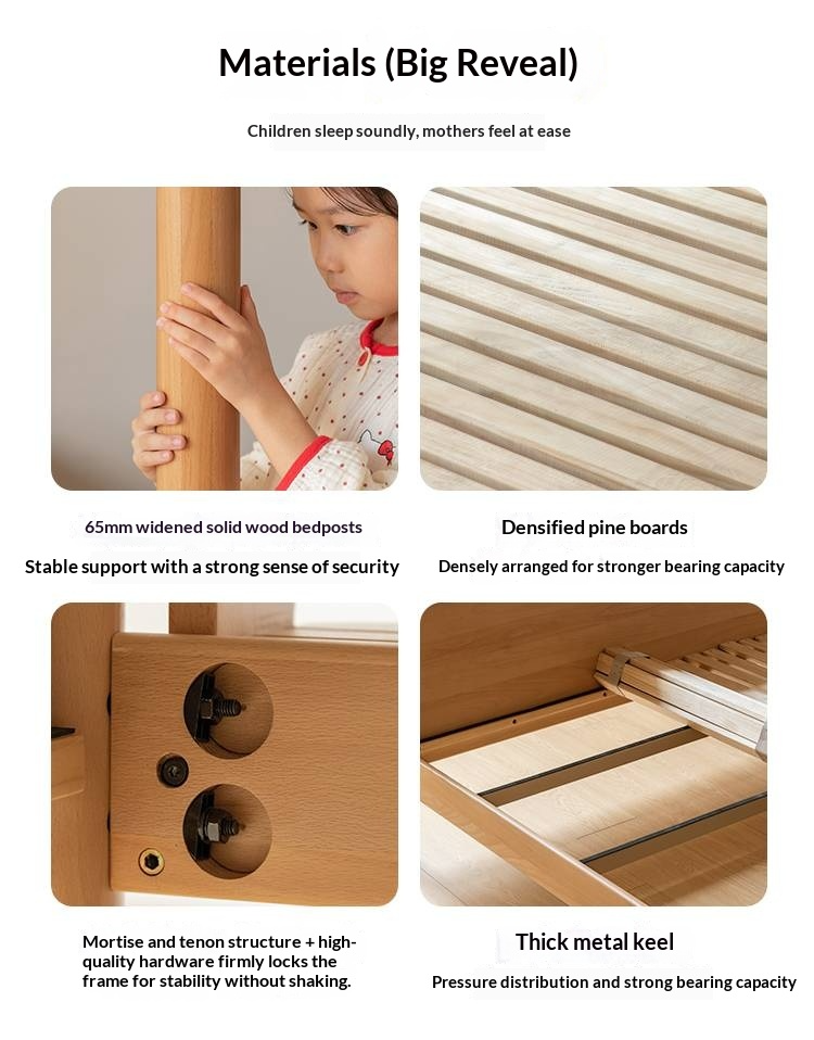 Beech Solid Wood Detachable Bunk Bed with Playful Design