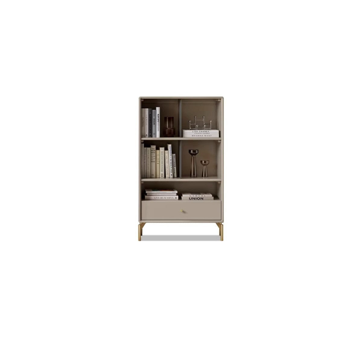 Poplar solid wood bookcase light luxury gray combination cabinet "