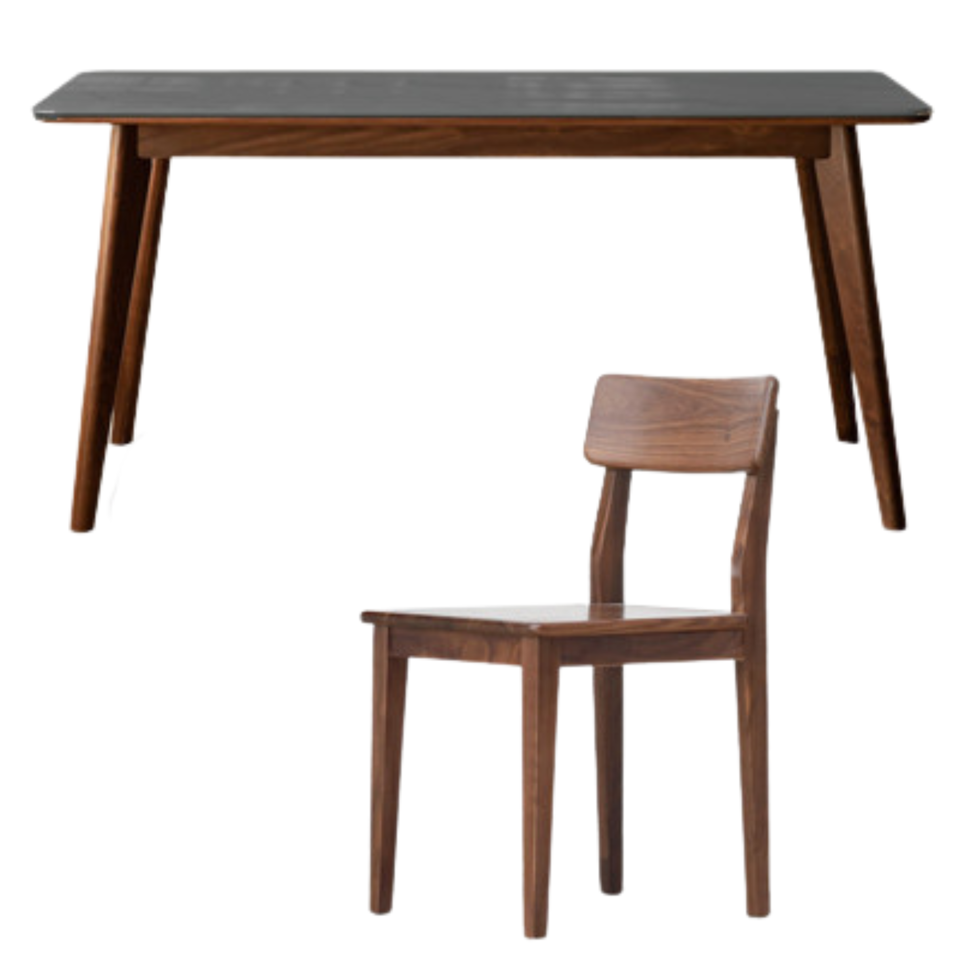 Black walnut solid wood rock plate dining table