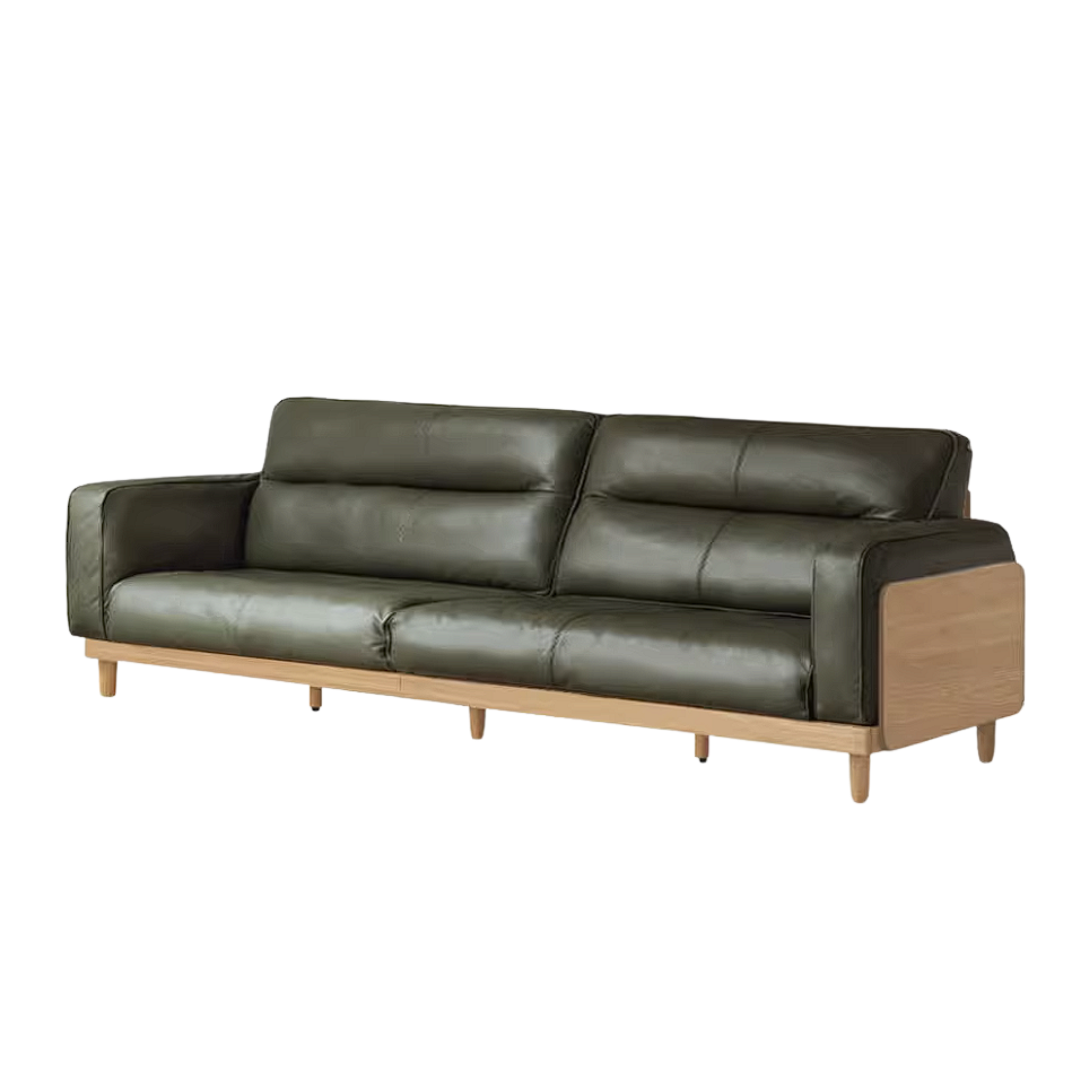 Oak, Ash Solid Wood Sofa with Exposed Wood Frame Arms