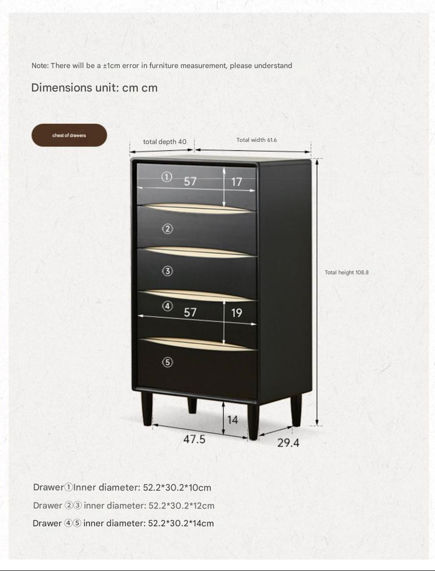 Solid Rubberwood Modern Drawer Cabinet.