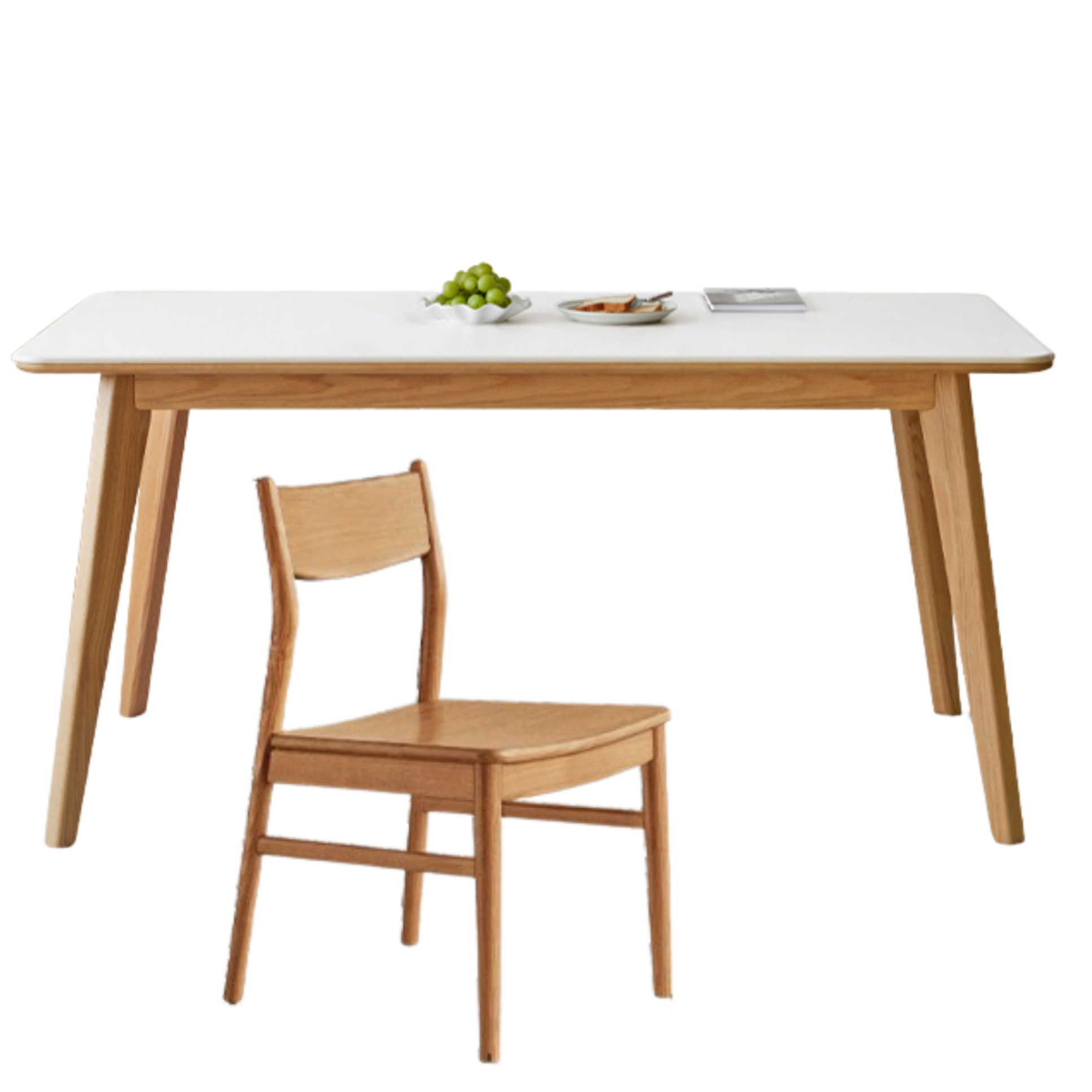 Ash, Oak Solid Wood Modern Rock Plate Dining Table