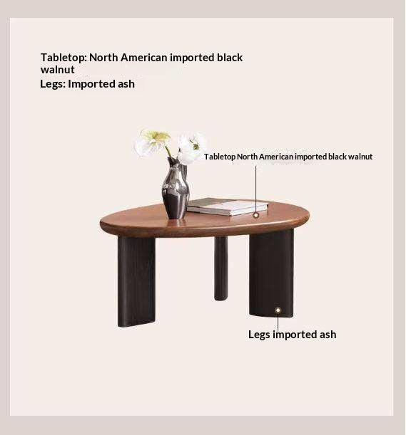 Black Walnut Solid Wood Organic Shape Coffee Table Set, Italian Style