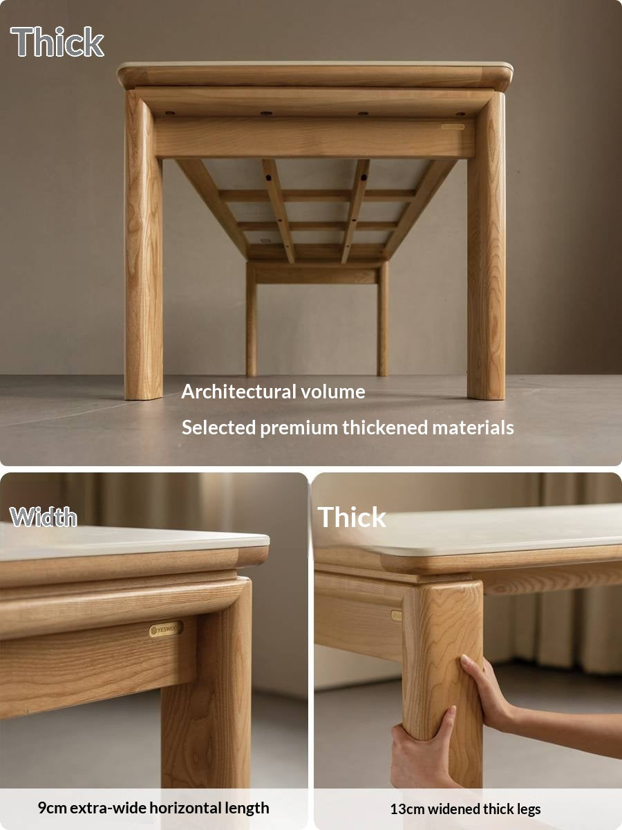 White Ash Solid Wood Restaurant Slab Dining Table