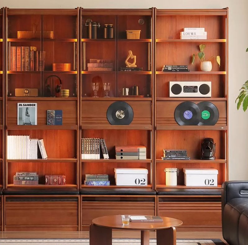 Poplar Solid Wood Combination Bookshelf Antique Style