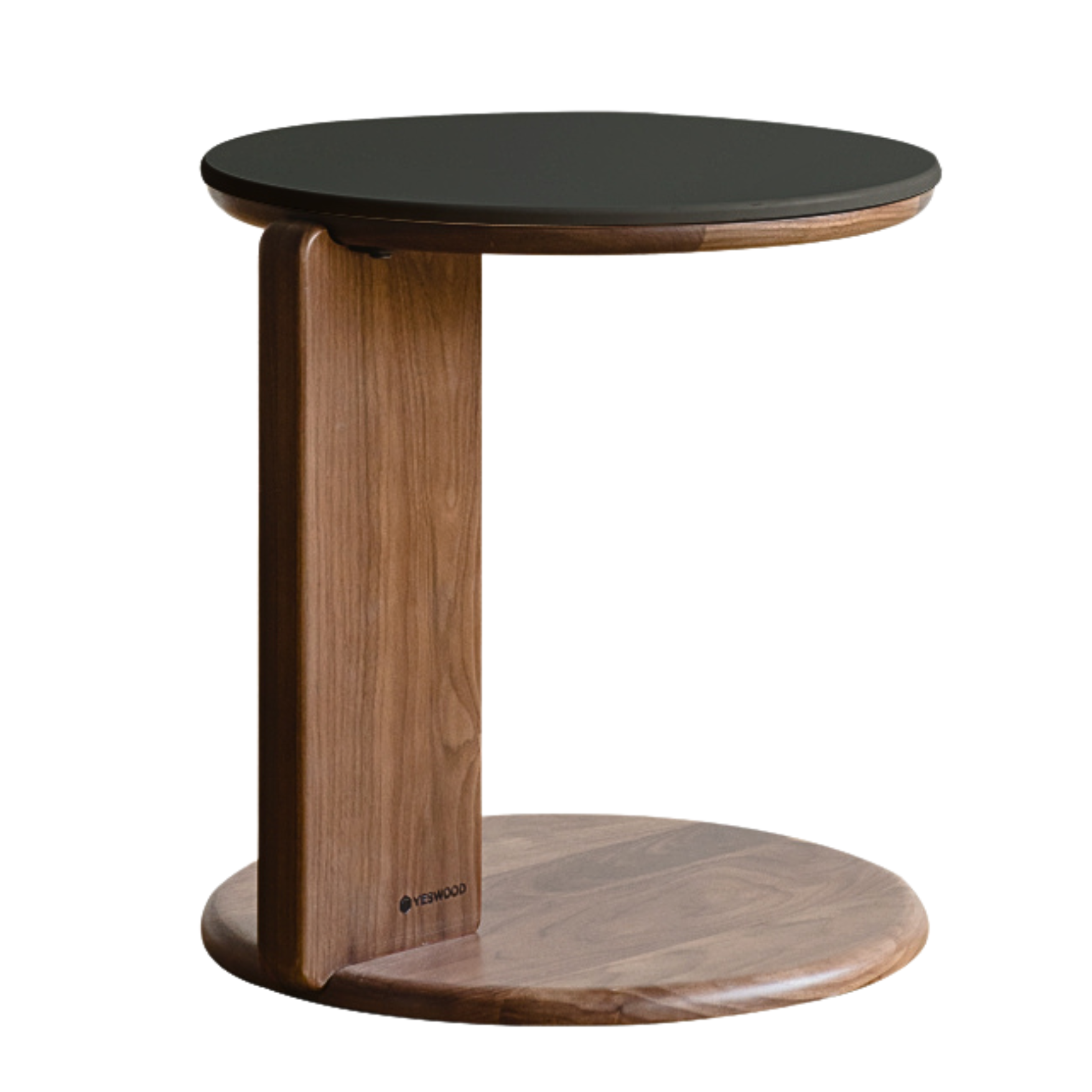 Black walnut solid wood slate round tea coffee table,