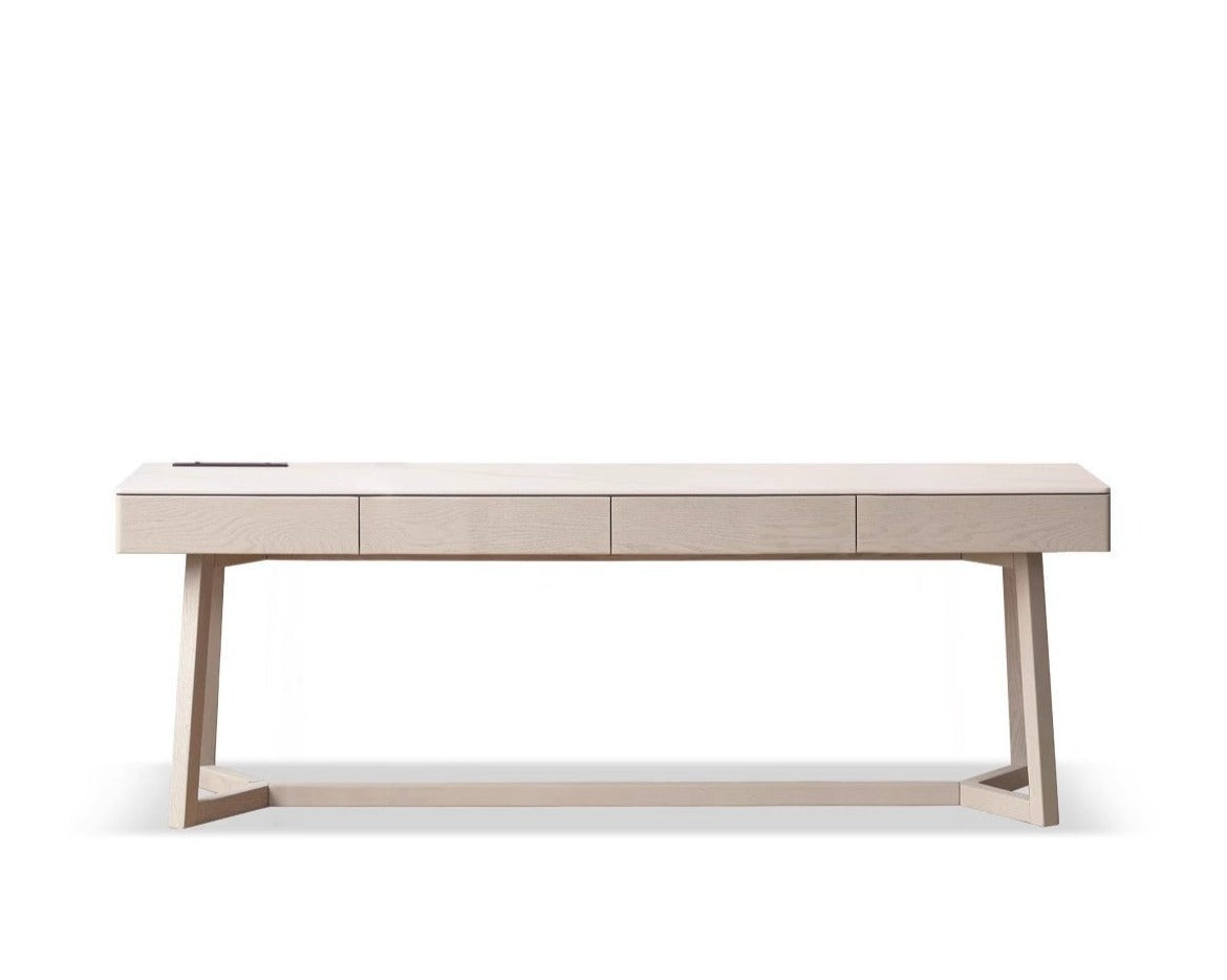 Oak Solid wood slate warm Elegant desk with drawer"