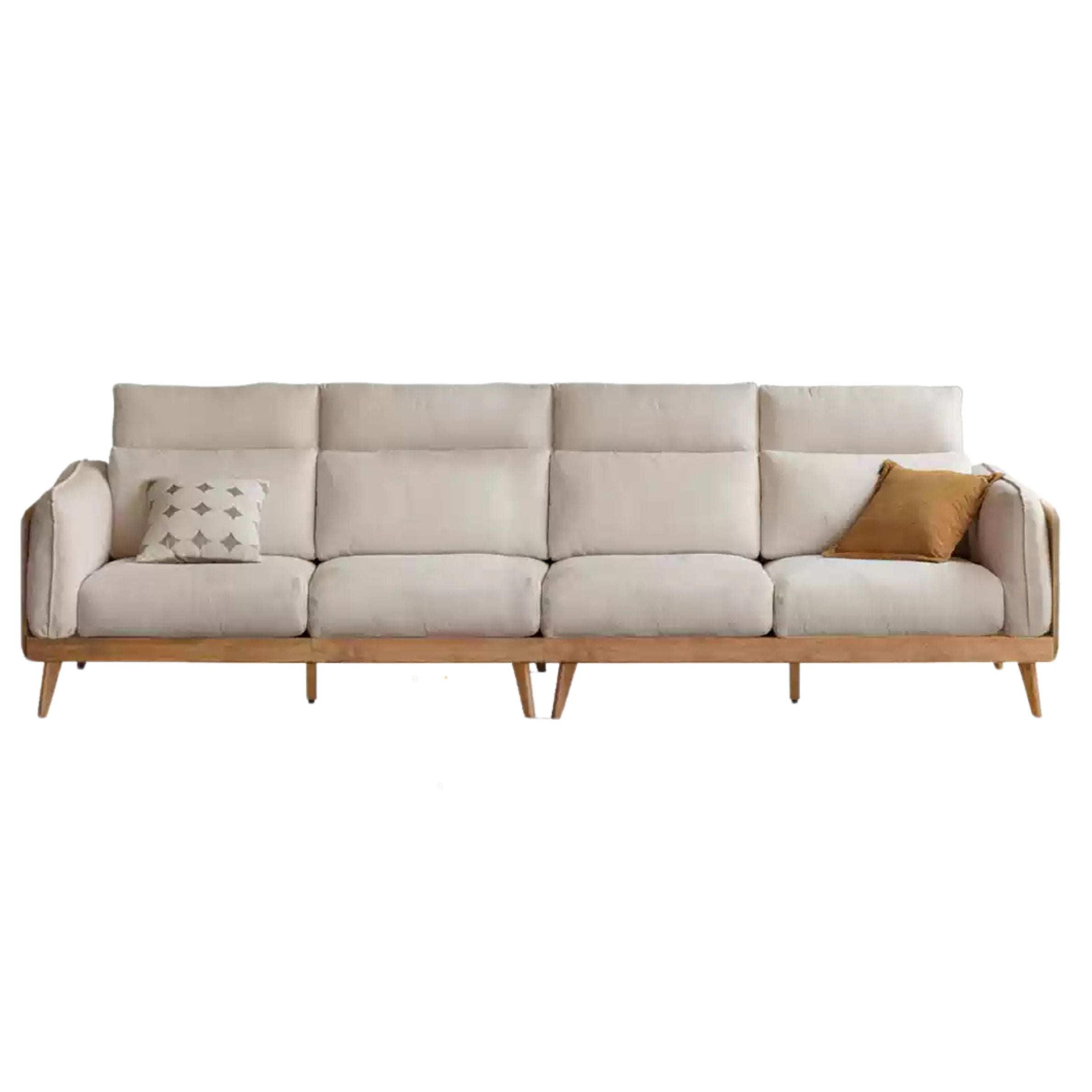 Ash Solid Wood high back Sofa genuine leather, fabric