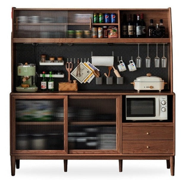 Oak solid wood sideboard multi-functional buffet cabinet,