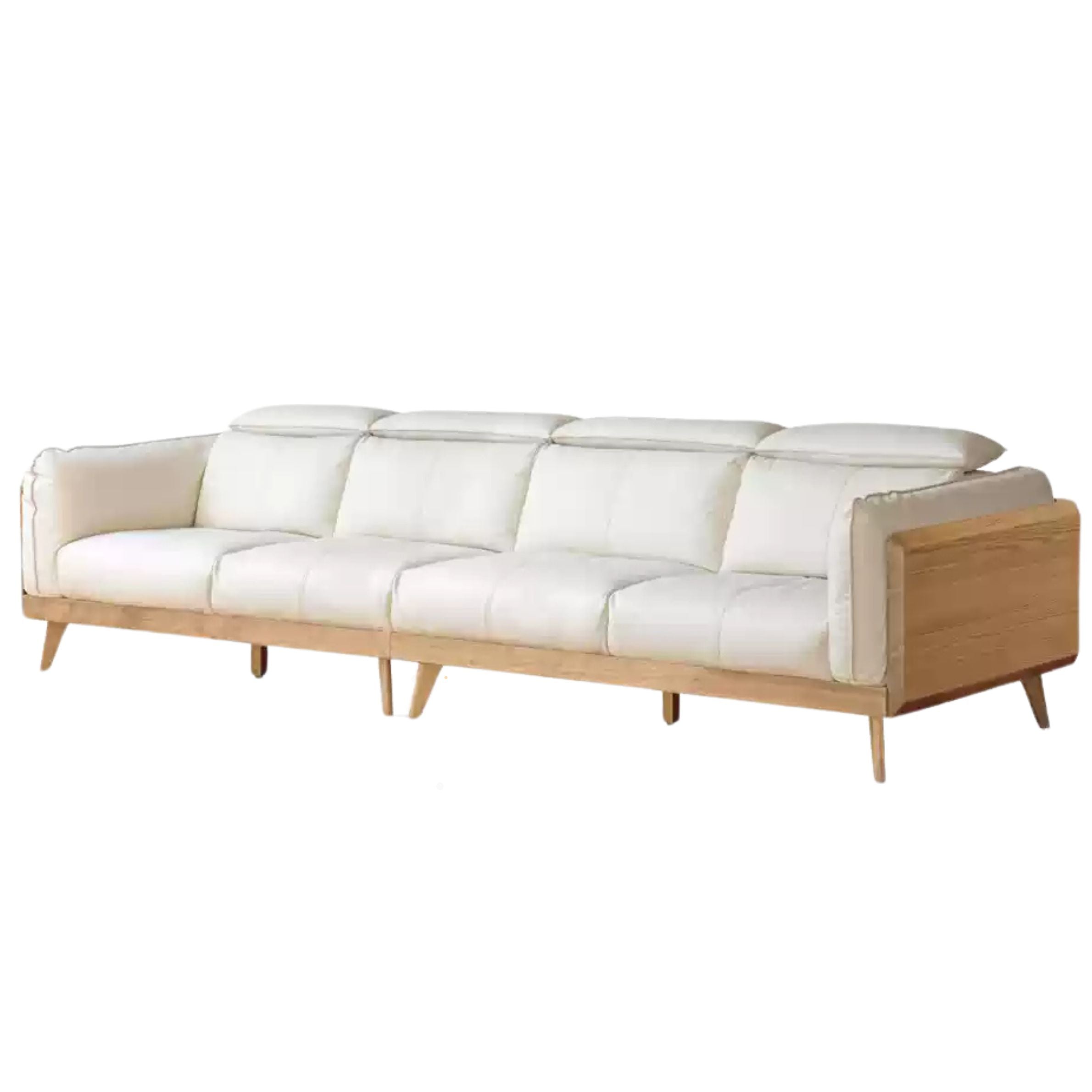 Ash Solid Wood high back Sofa genuine leather, fabric