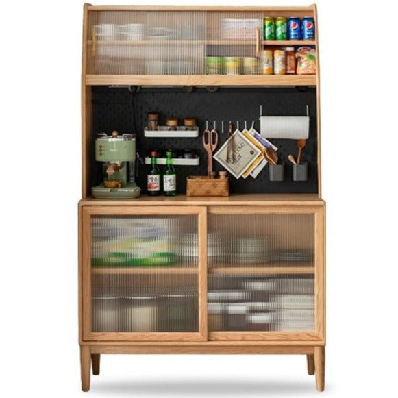 Oak solid wood sideboard multi-functional buffet cabinet,