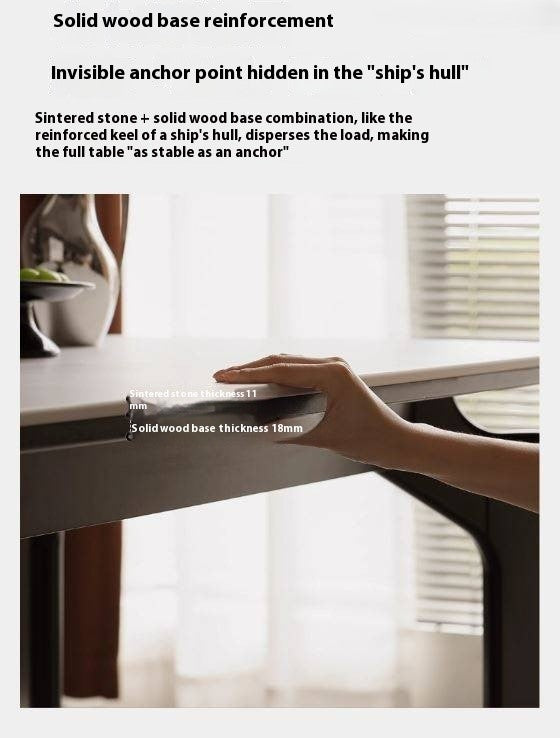 Solid Rubberwood Rock Board Dining Table