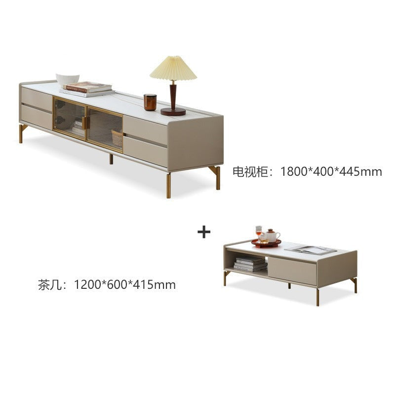 Light Luxury Rock Plate Tea Table Italian Poplar solid wood"