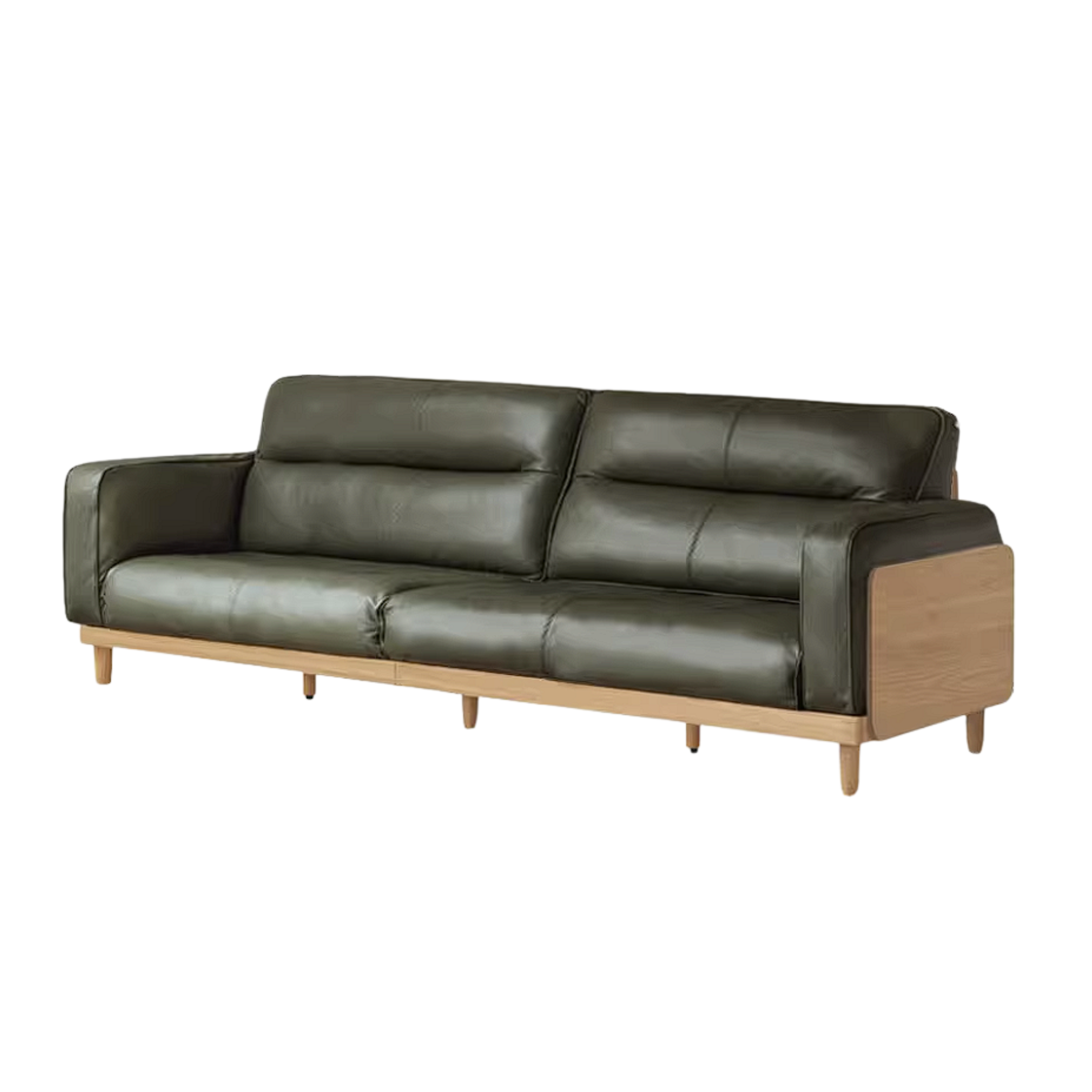 Oak, Ash Solid Wood Sofa with Exposed Wood Frame Arms