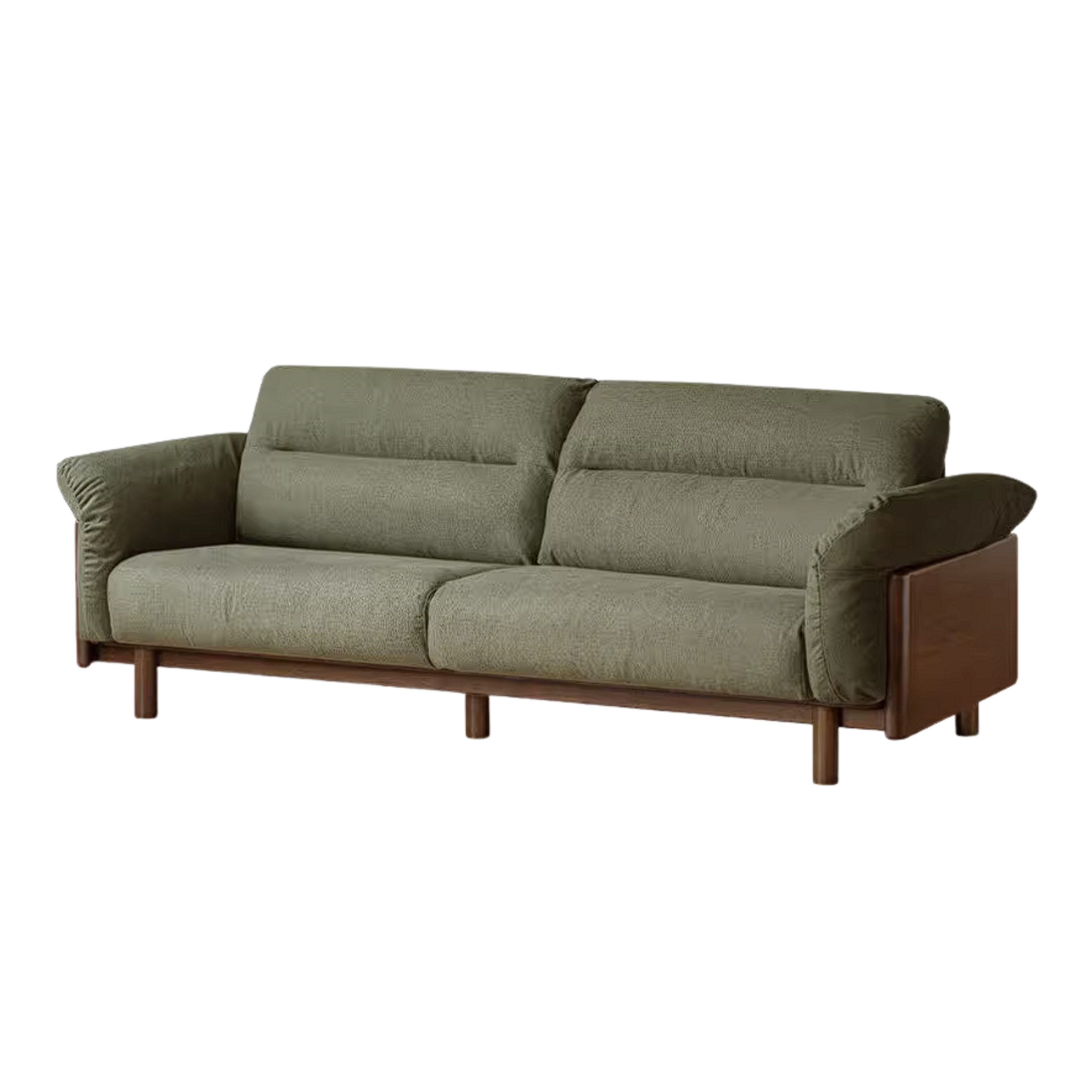 Oak Solid Wood Sofa with Wide Track Arms Genuine leather, fabric, removable and washable