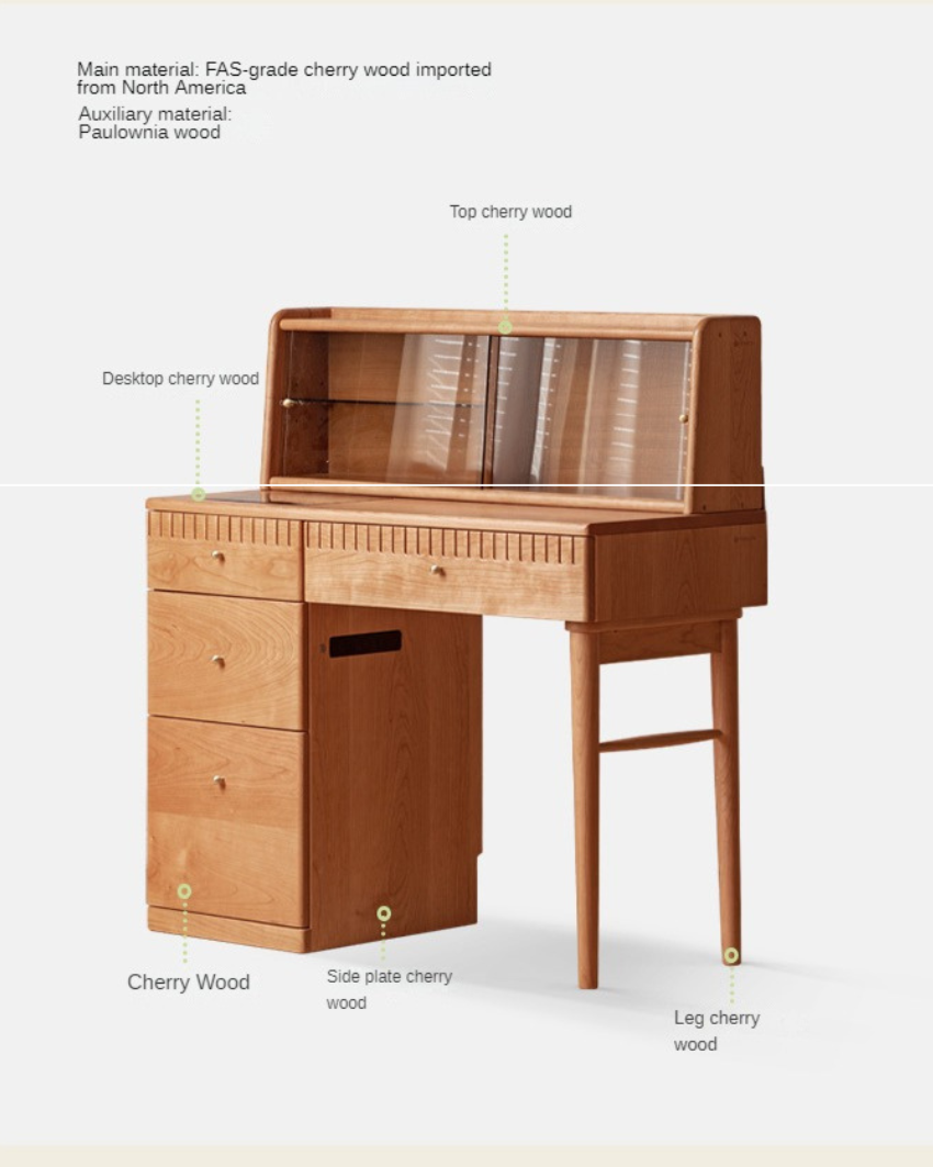 Cherry Wood Retro Dressing Table Cabinet Integrated :