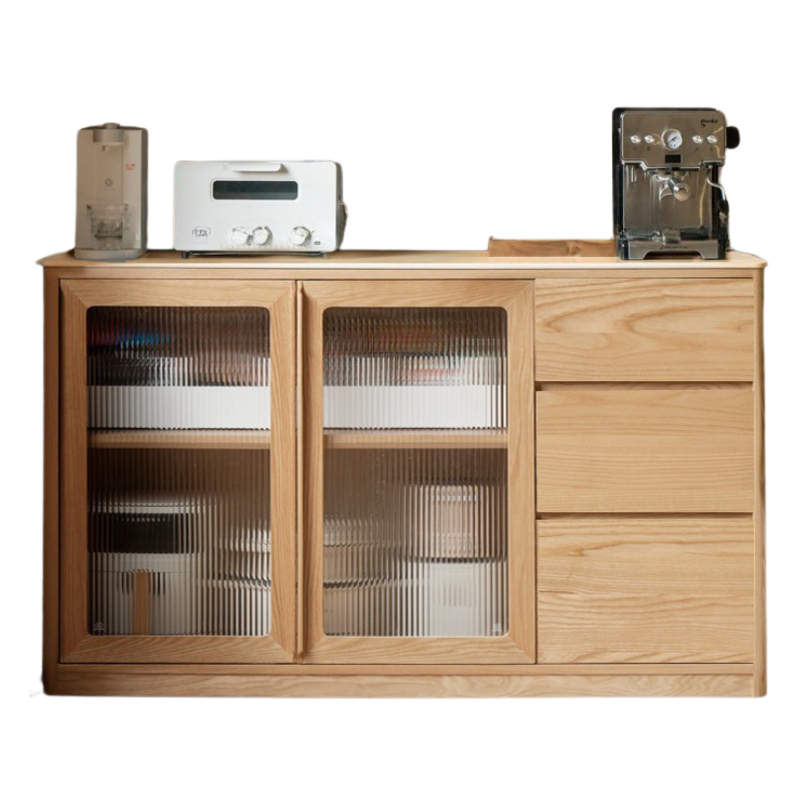 Ash Solid Wood White Wax Rock Plate Sideboard