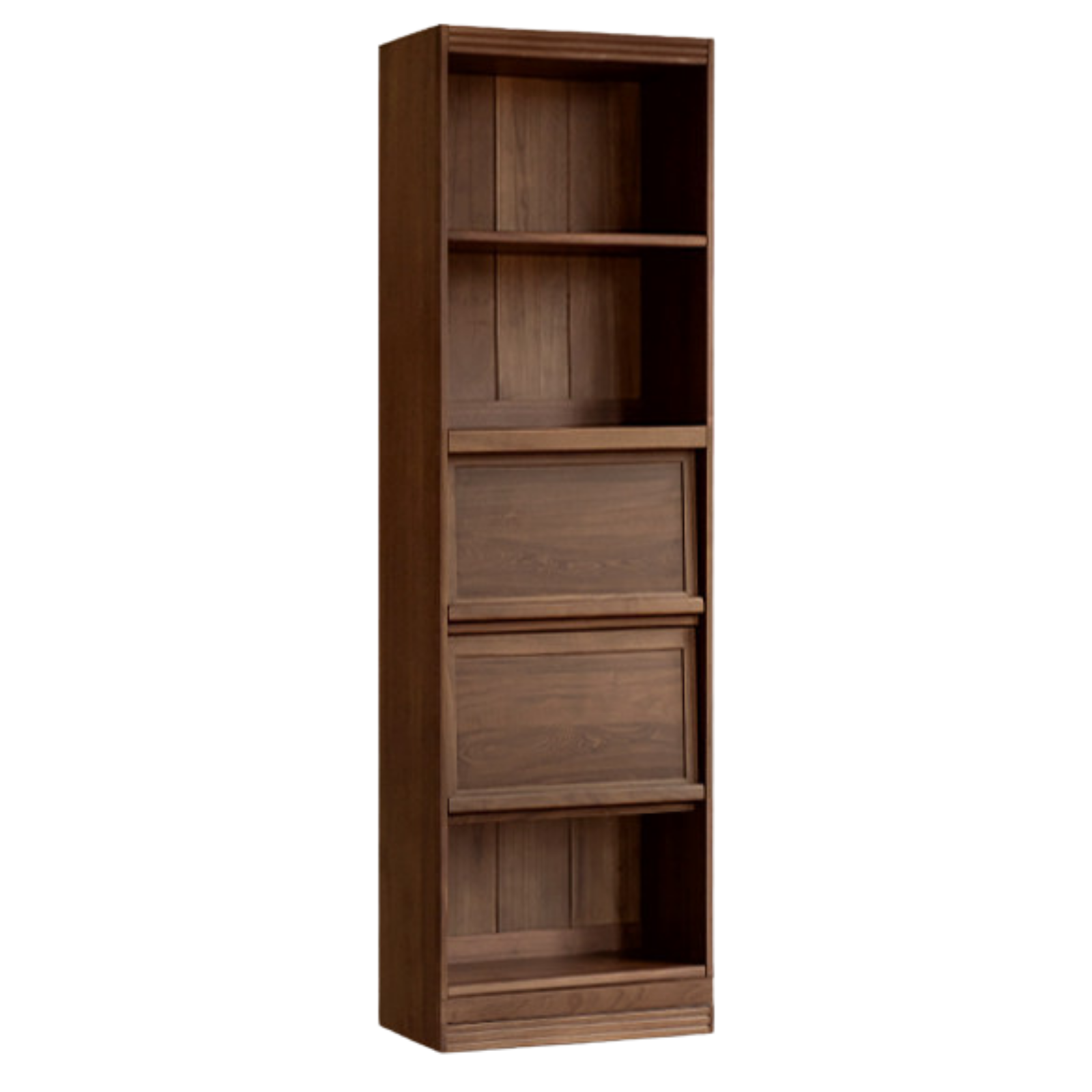 Black Walnut, Sandalwood Solid Wood Light Luxury Combined Bookshelf With Seat