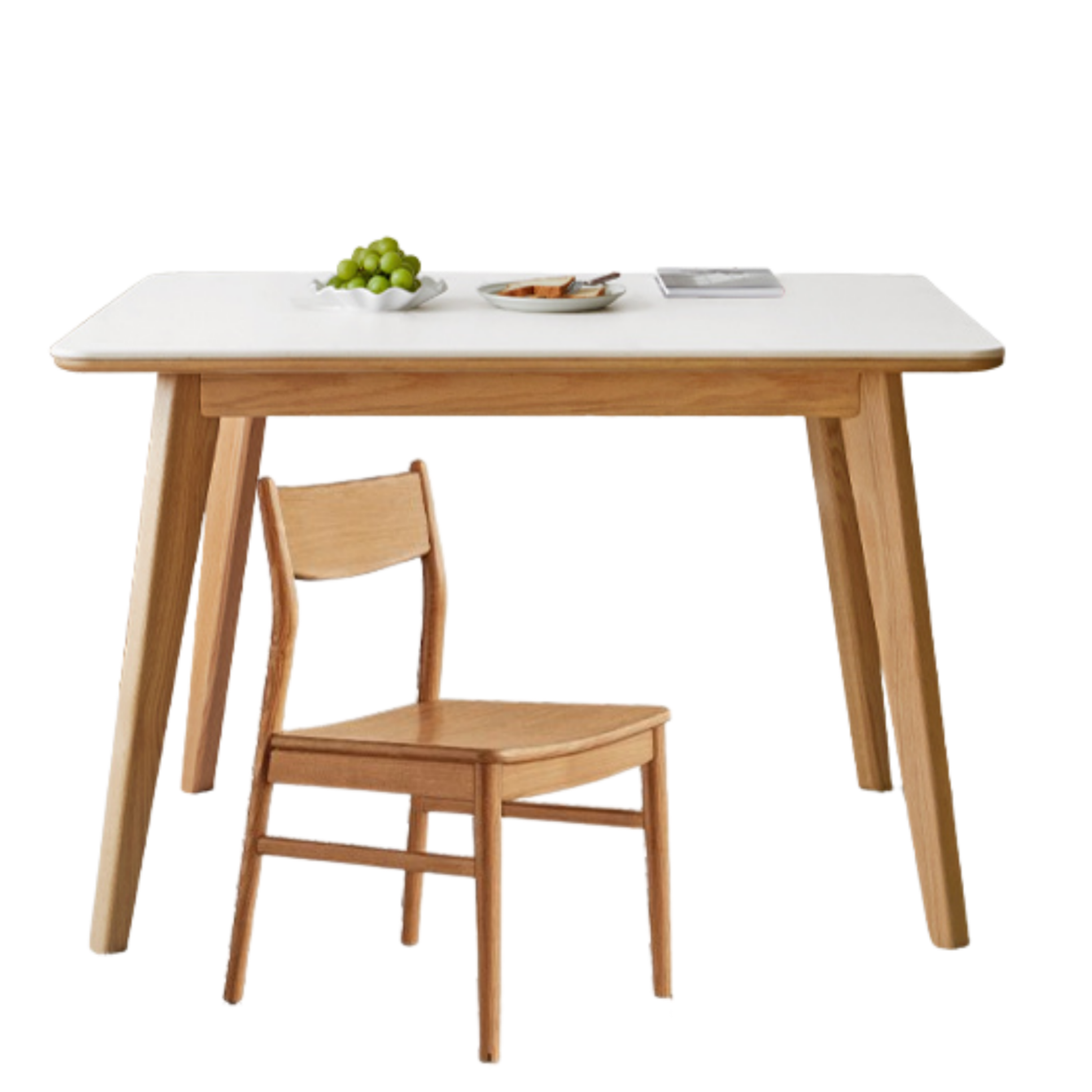 Ash, Oak Solid Wood Modern Rock Plate Dining Table