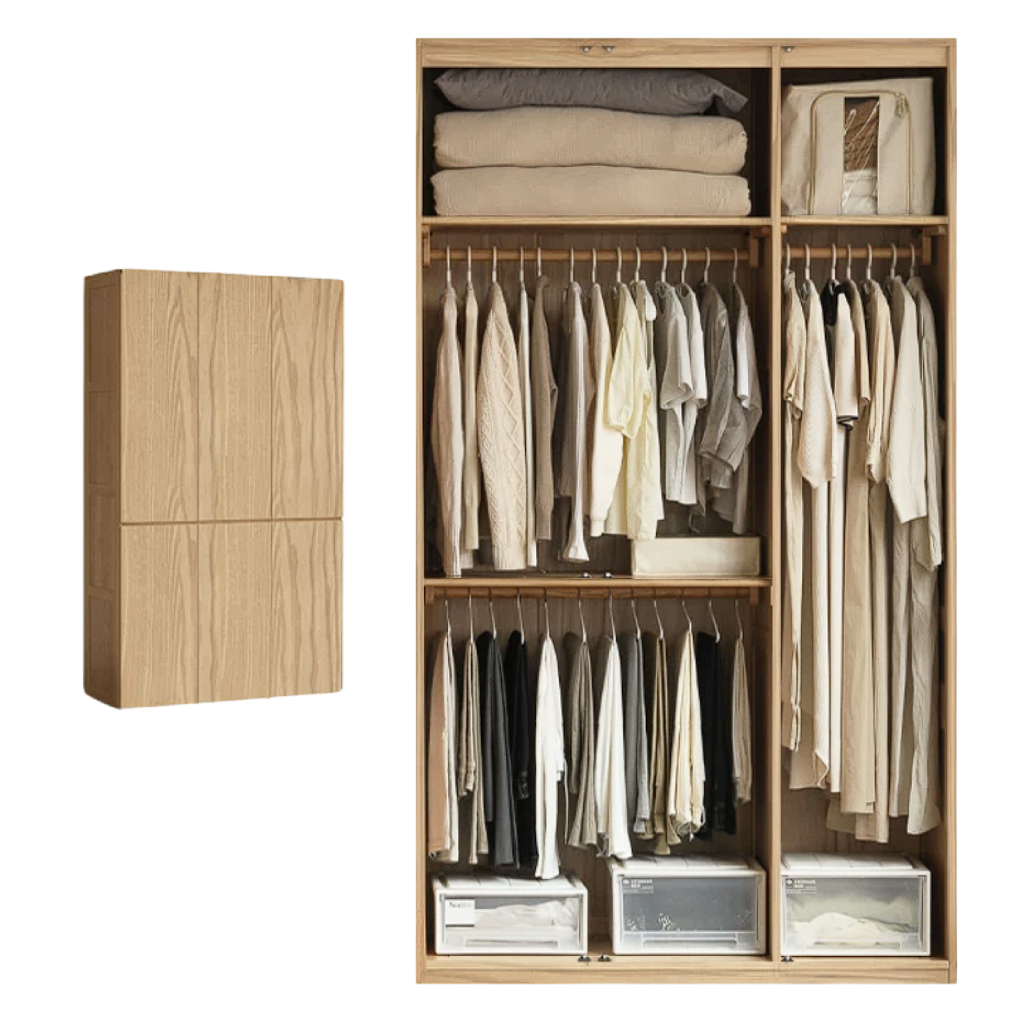 Oak, Ash Solid Wood Sectional Wardrobe