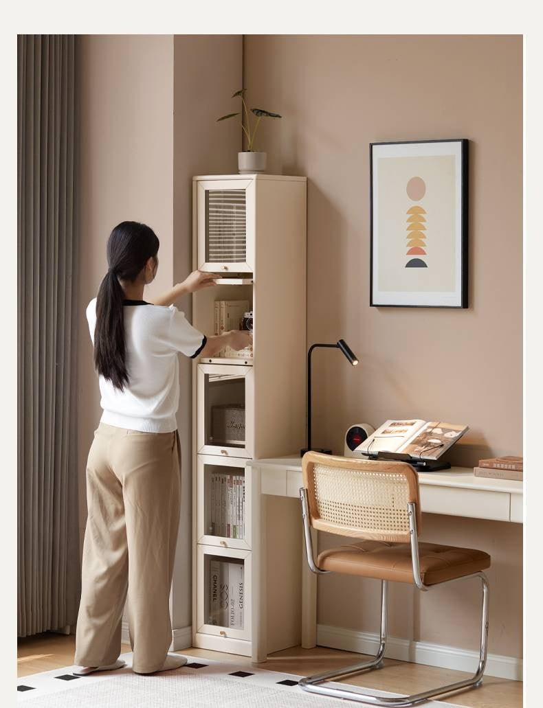 Solid Rubberwood Cream-Style Bookcase